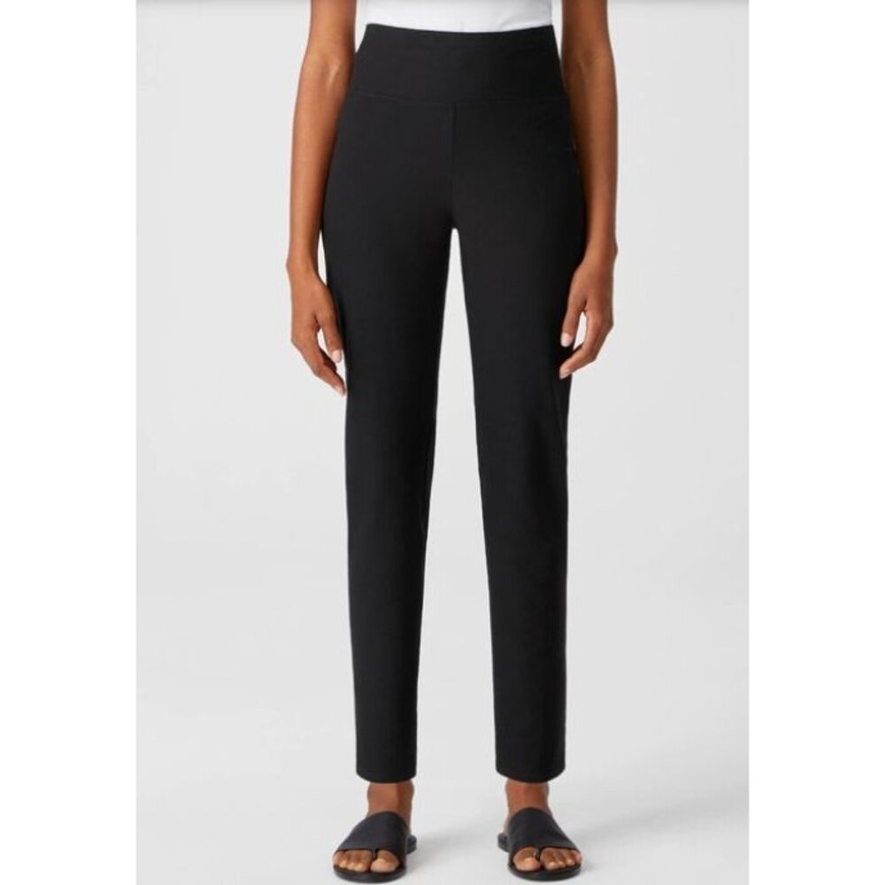 EILEEN FISHER black washable stretch crepe pants size M